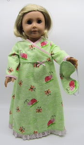 18" Doll Ladybug Nightgown: Mint Green