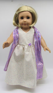 18" Doll Sparkly Long Dress & Sequin Arm Scarf: Light Purple
