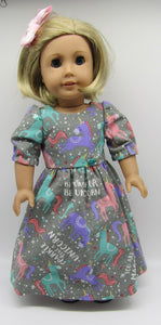 18" Doll Maxi Dress: Unicorn Print
