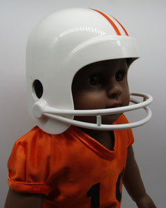 18" Doll Football Uniform 6 Pc: Orange & White