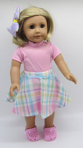 18" Doll Skirt Combo: Pastel Plaid