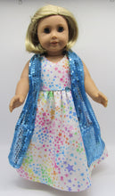 Load image into Gallery viewer, 18&quot; Doll Glittery Long Dress &amp; Sequin Arm Scarf: Teal

