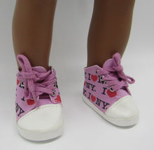 Load image into Gallery viewer, 18&quot; &amp; 15&quot; Doll I Heart NY High Top Tennis Shoes: Pink
