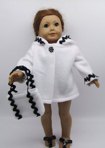 18" Doll 4 Pc Swim Set: Hot Pink & Black w Hooded Fleece Robe