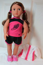 Load image into Gallery viewer, 18&quot; Doll 4 Pc Track Outfit: Hot Pink &amp; Black
