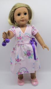 18" Doll Unicorn Wrap Dress: Pink & Purple