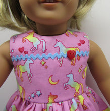 Load image into Gallery viewer, 18&quot; Doll Unicorn w Rick Rack Dress: Pink
