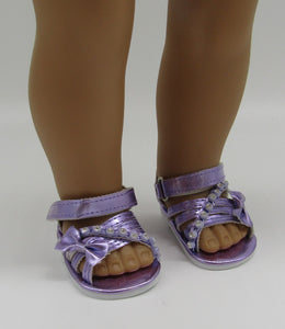 18" Doll Jeweled Sandals: Pale Purple