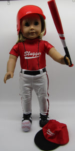 18" Doll Baseball 8 Pc Outfit: Red