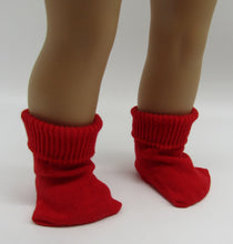 Load image into Gallery viewer, Fold-over Socks 18 &amp; 15 inch Doll: Red &amp; Black 2 Pack

