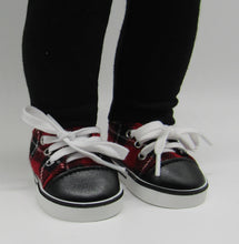 Load image into Gallery viewer, Plaid Lace-Up Shoes: Red
