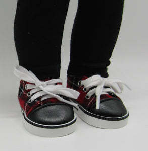 Plaid Lace-Up Shoes: Red