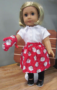 18" Doll Apron Set: Red & White Santa Half-Apron