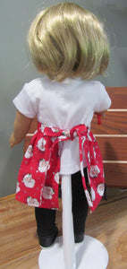 18" Doll Apron Set: Red & White Santa Half-Apron
