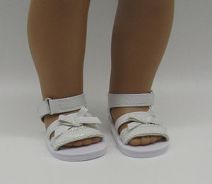 18" & 15" Doll Sequin Sandals: White