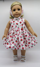 Load image into Gallery viewer, 18&quot; Doll Strawberry-Print Dress w Headscarf
