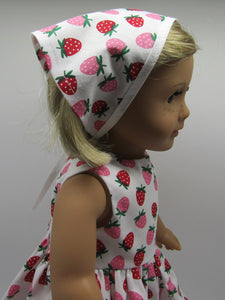 18" Doll Strawberry-Print Dress w Headscarf