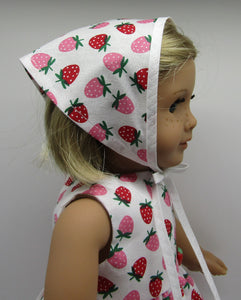 18" Doll Strawberry-Print Dress w Headscarf