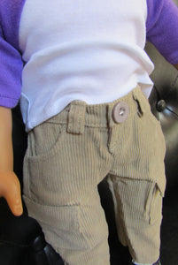 18" Doll Corduroy Cargo Pants: Tan