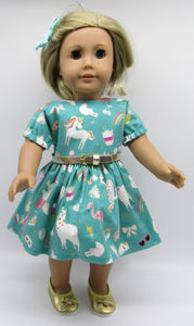 18" Doll Favorite Things Belted Dress: Teal