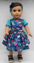 Load image into Gallery viewer, 18&quot; Doll Flamingo Dress: Teal &amp; Royal Blue
