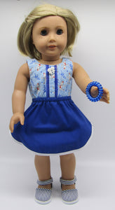 18" & 15" Doll Closed-Toe Sandals: Blue & White Striped