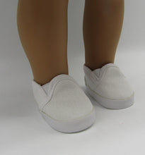 Load image into Gallery viewer, 18&quot; &amp; 15&quot; Doll Canvas Slip-on Shoes: White
