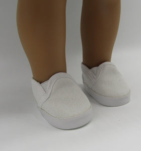 18" & 15" Doll Canvas Slip-on Shoes: White