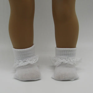 18" & 15" Doll Lace-Trimmed Socks: White
