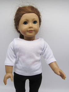 18" Doll Knit Top w Scoop Neck & Mid-Length Sleeves:  White