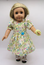Load image into Gallery viewer, 18&quot; Doll Spring Dress w Bunnies, Chicks &amp; Flowers: Yellow
