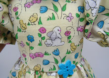 Load image into Gallery viewer, 18&quot; Doll Spring Dress w Bunnies, Chicks &amp; Flowers: Yellow
