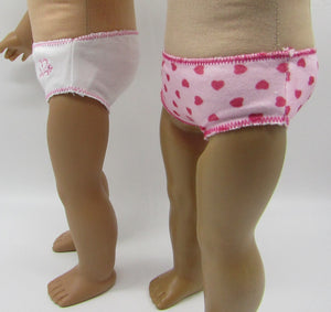Underwear w Hearts Two-Pack 18 inch Doll: Pink & White