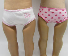 Load image into Gallery viewer, Underwear w Hearts Two-Pack 18 inch Doll: Pink &amp; White
