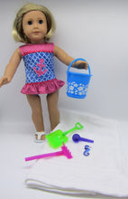 Load image into Gallery viewer, 18&quot; &amp; 15&quot; Doll 5 Pc Beach Towel &amp; Toys: Seahorse
