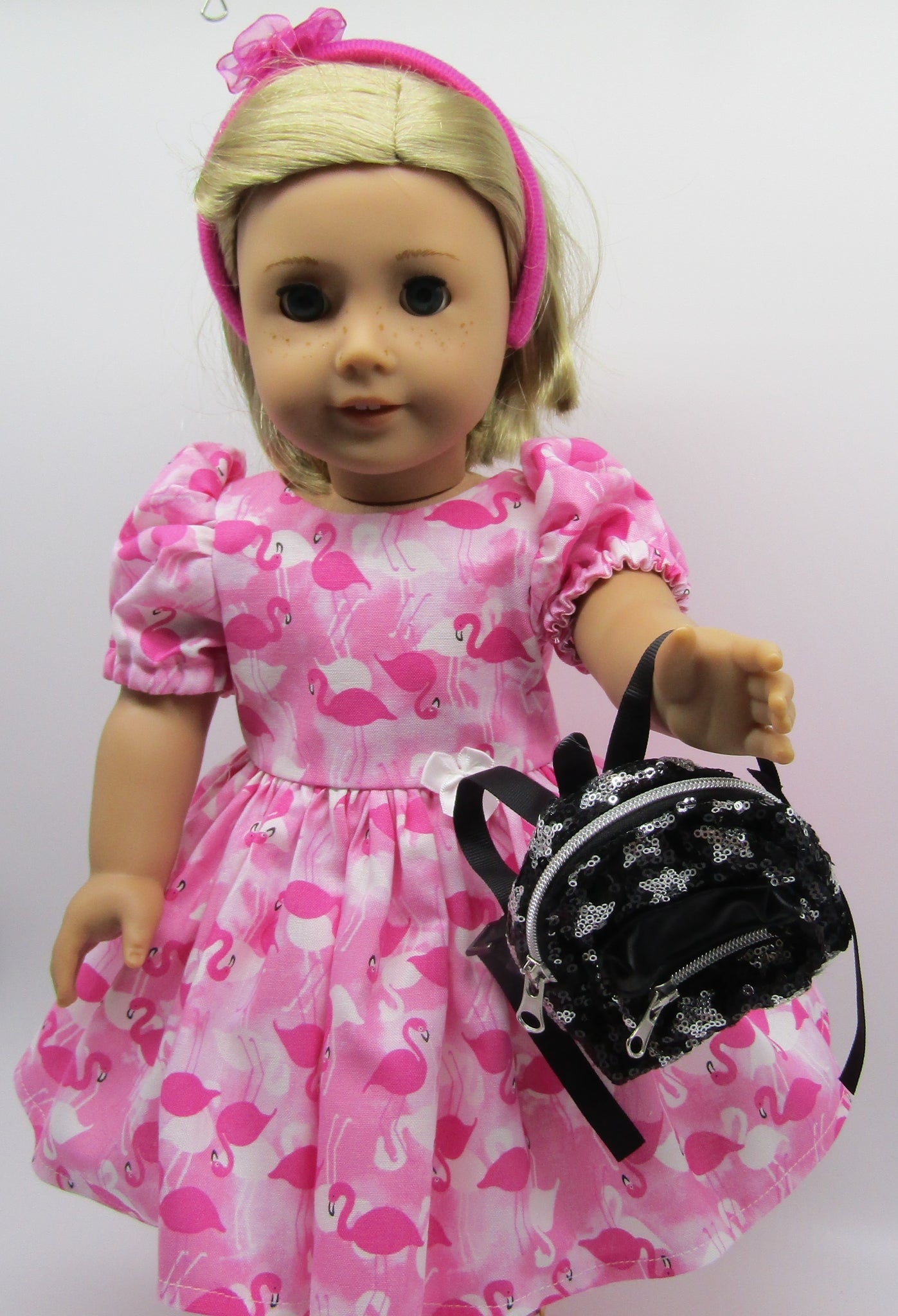 american girl doll mini backpack Sequin Mini Backpack 18, 15 & 14 inch Doll: Black Star – Handmade Designs for Dolls