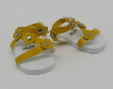 Load image into Gallery viewer, Wellie Wisher 14 inch  Doll Flower Sandals: Yellow
