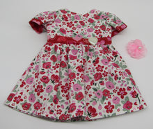 Load image into Gallery viewer, 18&quot; Doll Flowers &amp; Hearts Banded Dress: White w Red

