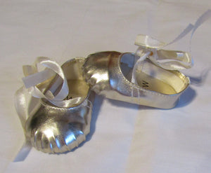 18" Doll  Ballet Pointe Shoes: Metallic Gold