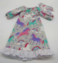 Load image into Gallery viewer, 18&quot; Doll Long Nightgown: Unicorn
