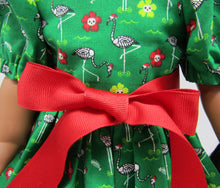 Load image into Gallery viewer, Flamingo Christmas Dress 18 inch Doll: Green
