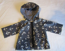 Load image into Gallery viewer, 18&quot; Doll Raincoat: Gray W Anchors
