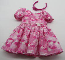 Load image into Gallery viewer, 18&quot; Doll Flamingo Dress w Headband: Hot Pink
