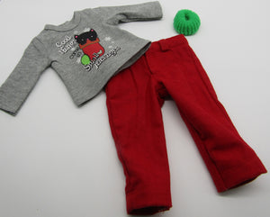 Christmas Kitty T-Shirt &  Red Flannel Pants
