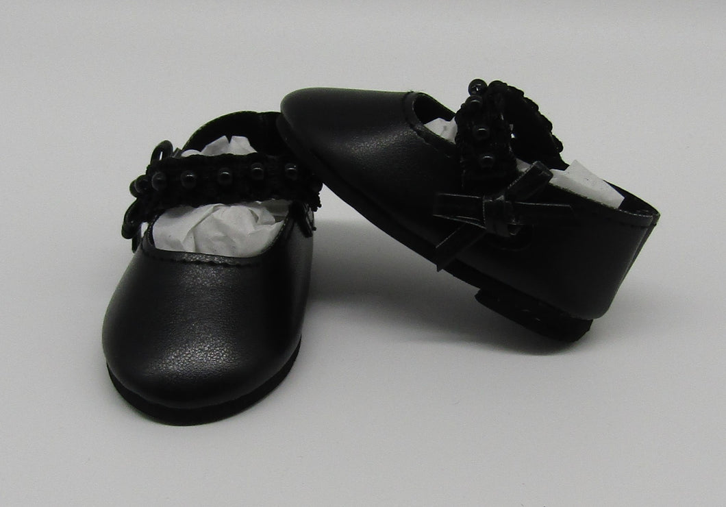 Lace & Pearl Dress Shoes 18 & 15 inch Doll: Black