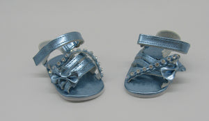 18" Doll Jeweled Sandals: Steel Blue