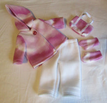 Load image into Gallery viewer, 18&quot; Doll Fleece Winter 4 Pc Outfit: Pink &amp; White
