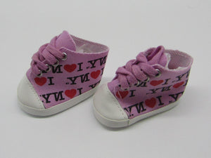 18" & 15" Doll I Heart NY High Top Tennis Shoes: Pink