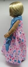 Load image into Gallery viewer, Long Butterfly-Print Dress w Silver Accents &amp; Sequin Arm Scarf 18 inch Doll

