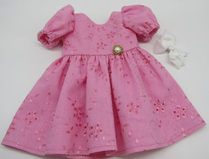 Pink Eyelet Dress 18 inch Doll